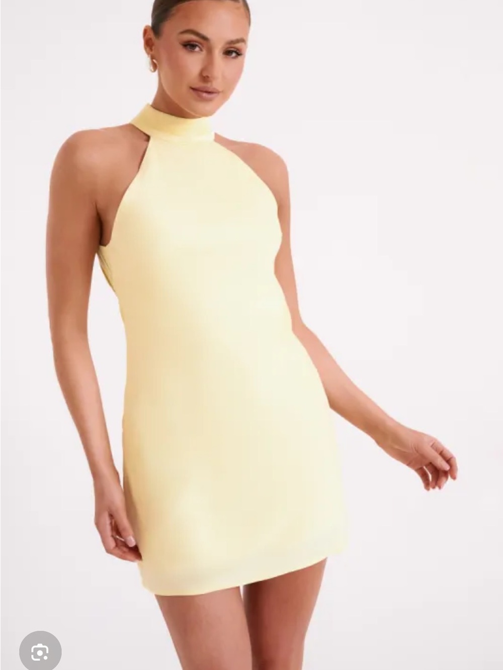 Meshki Claire Matte A Line Mini Dress - Light Yellow